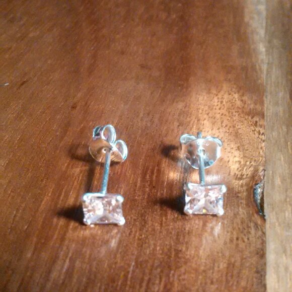 Pink Cubic Zirconia Sterling Silver Stud Earrings - Picture 5 of 7